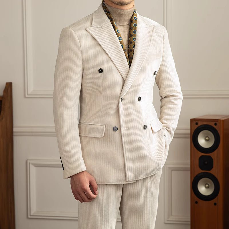 2PC Gentleman Double Breast Chenier Suit - MIRAVEA LTD2PC Gentleman Double Breast Chenier SuitSuitsMIRAVEAMIRAVEA LTDCJWY214668202BY2PC Gentleman Double Breast Chenier SuitBlazer M Trs 29White