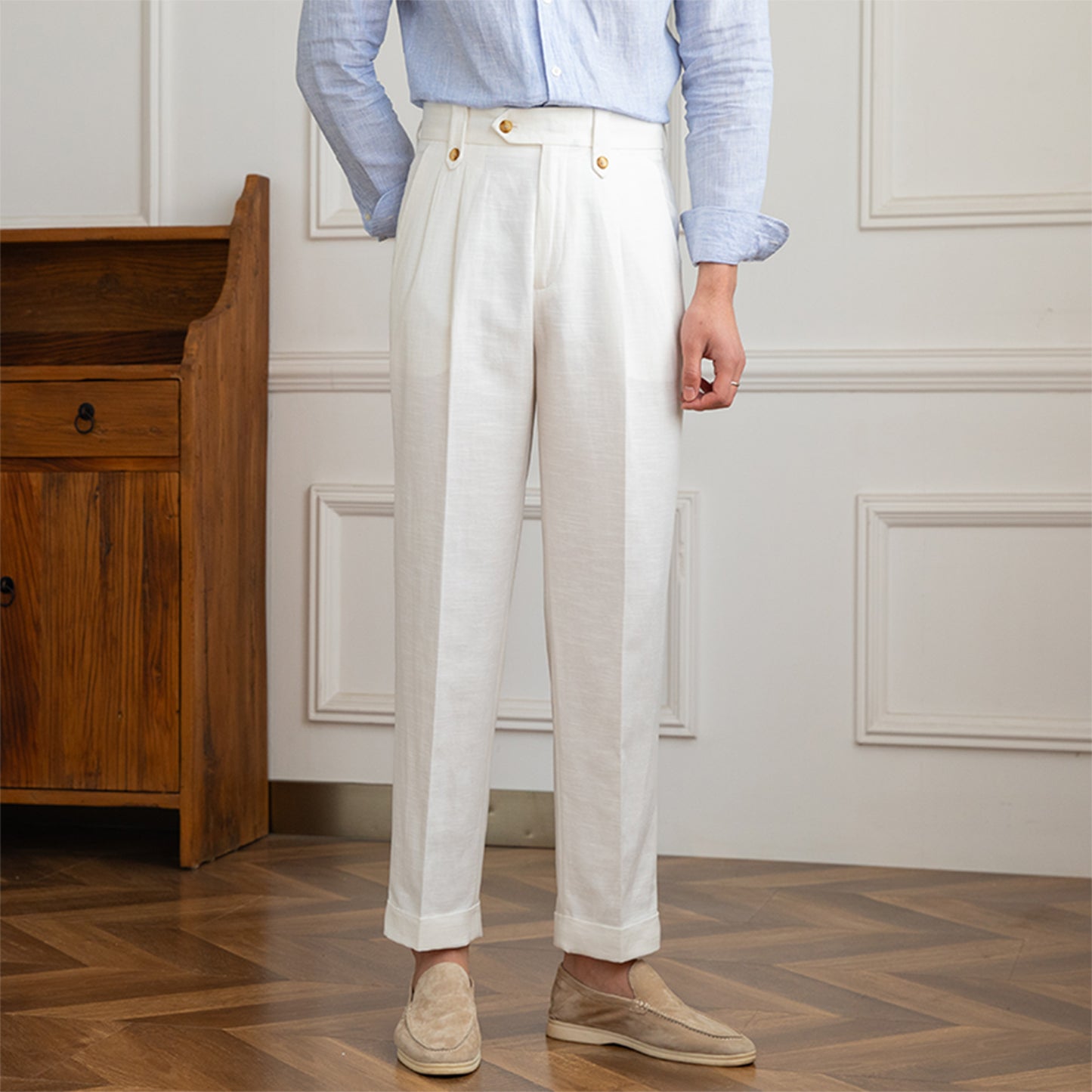 Cotton And Linen Thin Breathable Casual High Waist Straight Pants