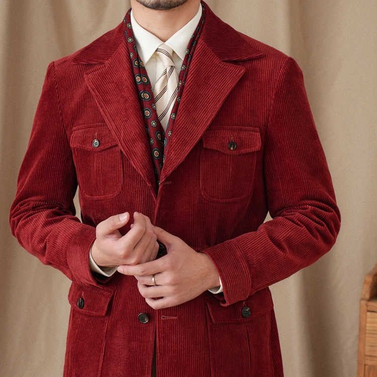 Retro Corduroy Slim - fit Safari Cotton Gentry Jacket - MIRAVEA LTDRetro Corduroy Slim - fit Safari Cotton Gentry JacketJackets & CoatsMIRAVEAMIRAVEA LTDCJJK219708712LORetro Corduroy Slim - fit Safari Cotton Gentry Jacket2XLRed