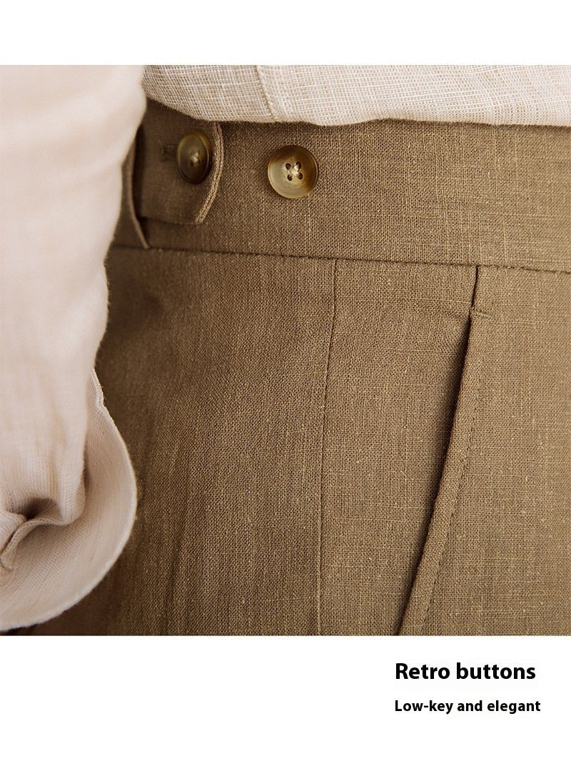 Retro Linen High Waist Trousers - MIRAVEA LTDRetro Linen High Waist TrousersTrousersMIRAVEAMIRAVEA LTDCJYD202752308HSRetro Linen High Waist Trousers29Khaki