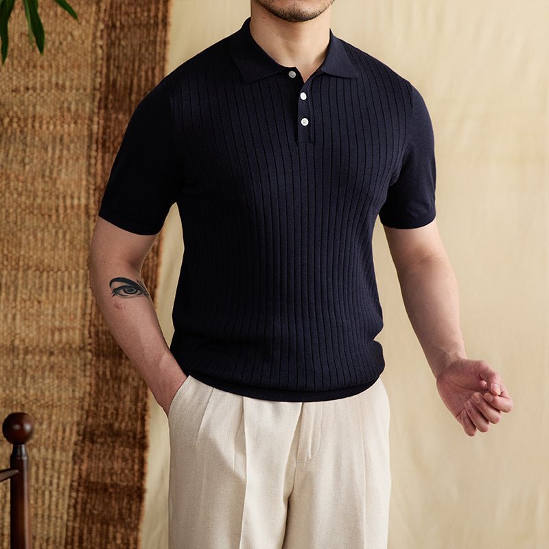Slim Fit Sunken Stripe Polo Shirt Tencel Cotton Knit Breathable T-shirt - MIRAVEA LTDSlim Fit Sunken Stripe Polo Shirt Tencel Cotton Knit Breathable T-shirtPoloMIRAVEAMIRAVEA LTDCJYH202750314NMSlim Fit Sunken Stripe Polo Shirt Tencel Cotton Knit Breathable T-shirt2XLSapphire Blue