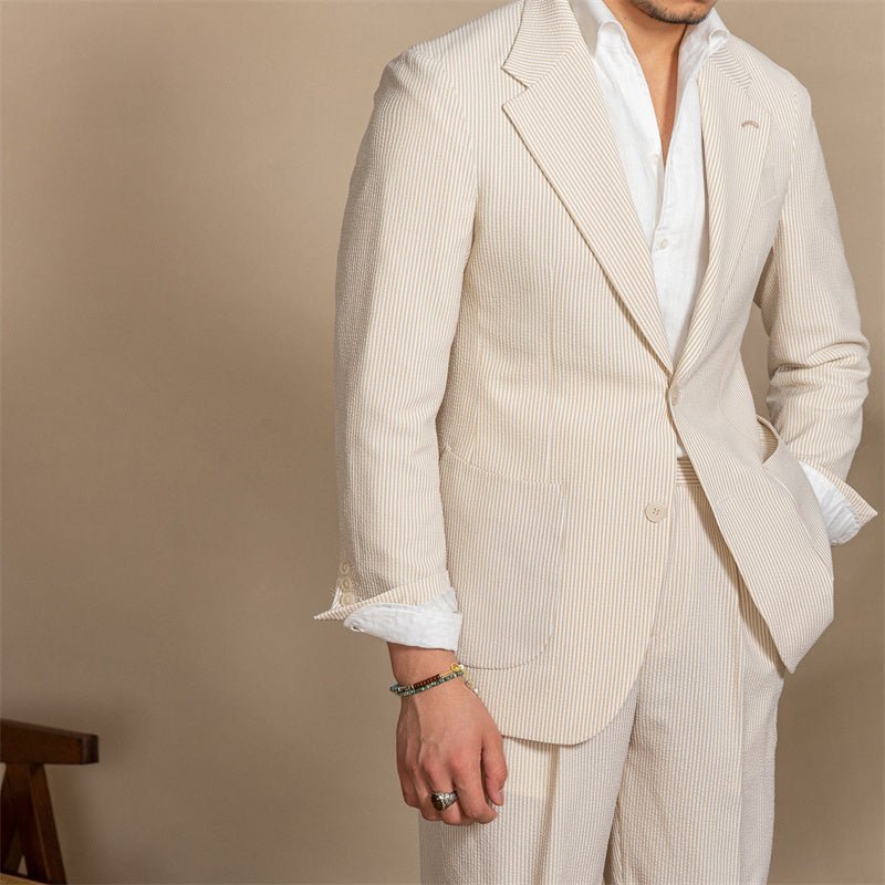 Striped Non - iron Seersucker Slim - fit Blazer - MIRAVEA LTDStriped Non - iron Seersucker Slim - fit BlazerBlazersMIRAVEAMIRAVEA LTDCJXZ179671304DWStriped Non - iron Seersucker Slim - fit Blazer2XLApricot