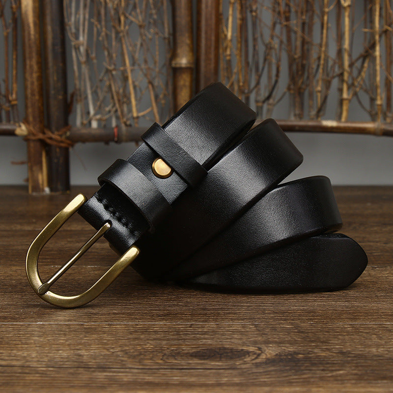 3.3CM Wide Copper Buckle Trendy Fashion Retro Belt Men