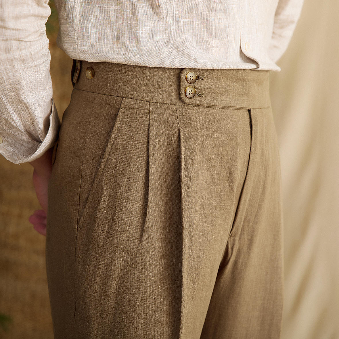 Retro Linen High Waist Trousers