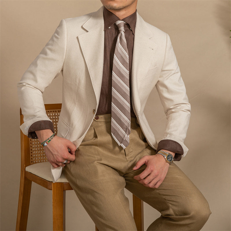 Casual Breathable Retro Suit Men's Half Lining