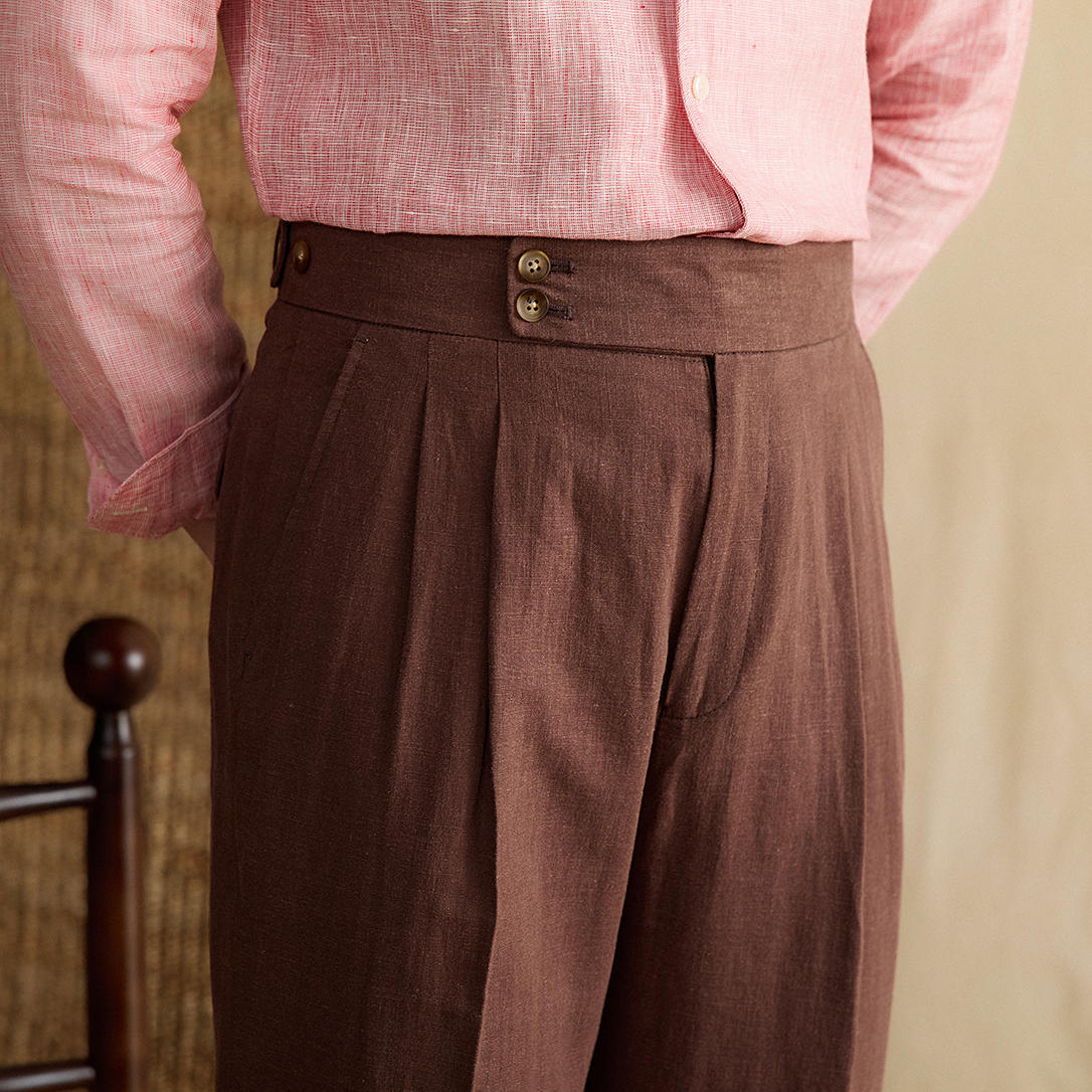 Retro Linen High Waist Trousers