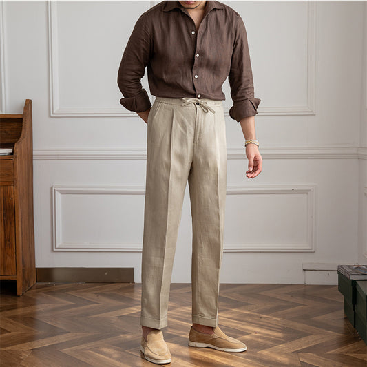 Thin Drawstring Casual Trousers