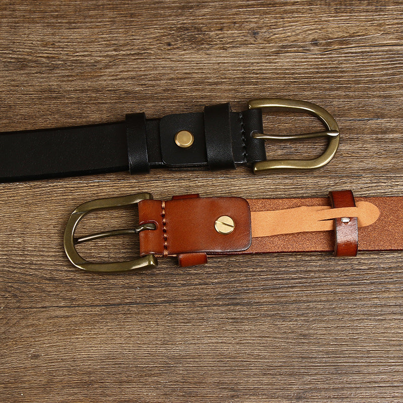 3.3CM Wide Copper Buckle Trendy Fashion Retro Belt Men