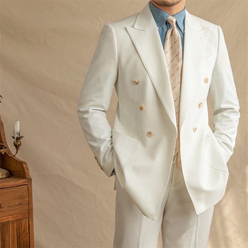 Men's Casual Seersucker Suit Half Lined