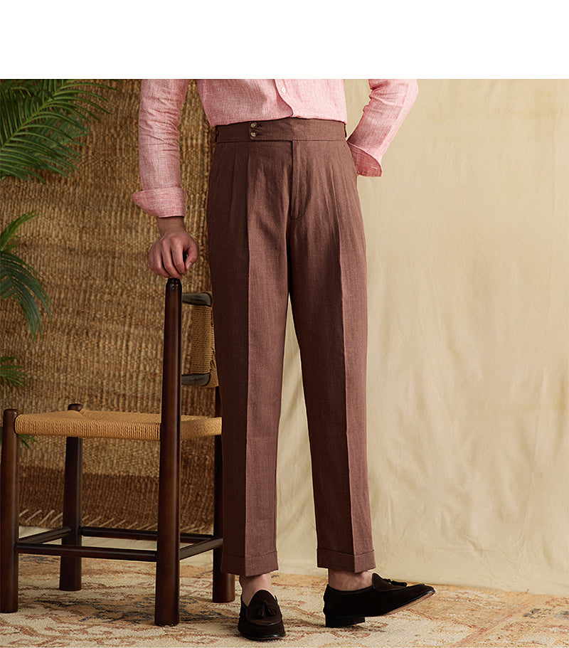 Retro Linen High Waist Trousers