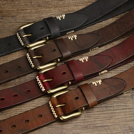 Handmade Retro First Layer Cow Leather Belt