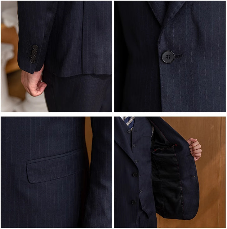 Men's Business Slim-fit Striped Suit Jacket