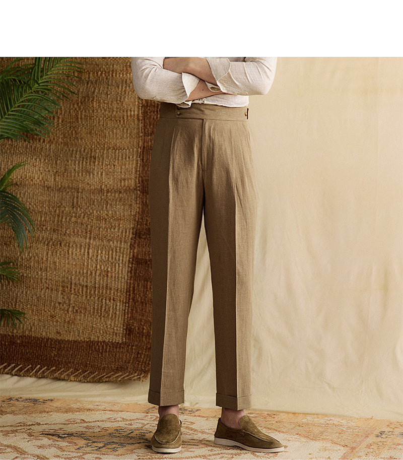 Retro Linen High Waist Trousers