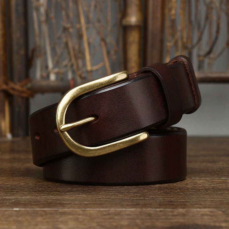 Handmade Wide Buckle Fashion Retro Belt Brown
