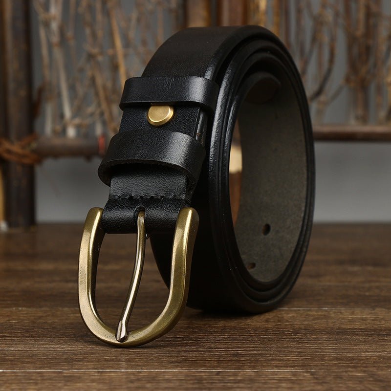 Wide Buckle Fashion Retro Belt Black