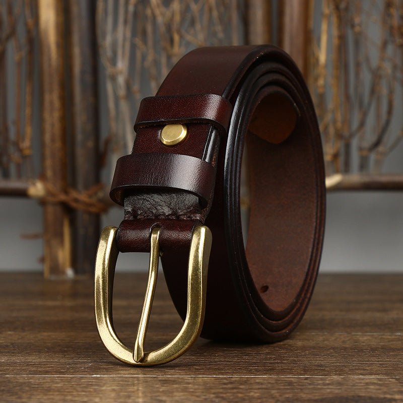 Wide Buckle Fashion Retro Belt Brown