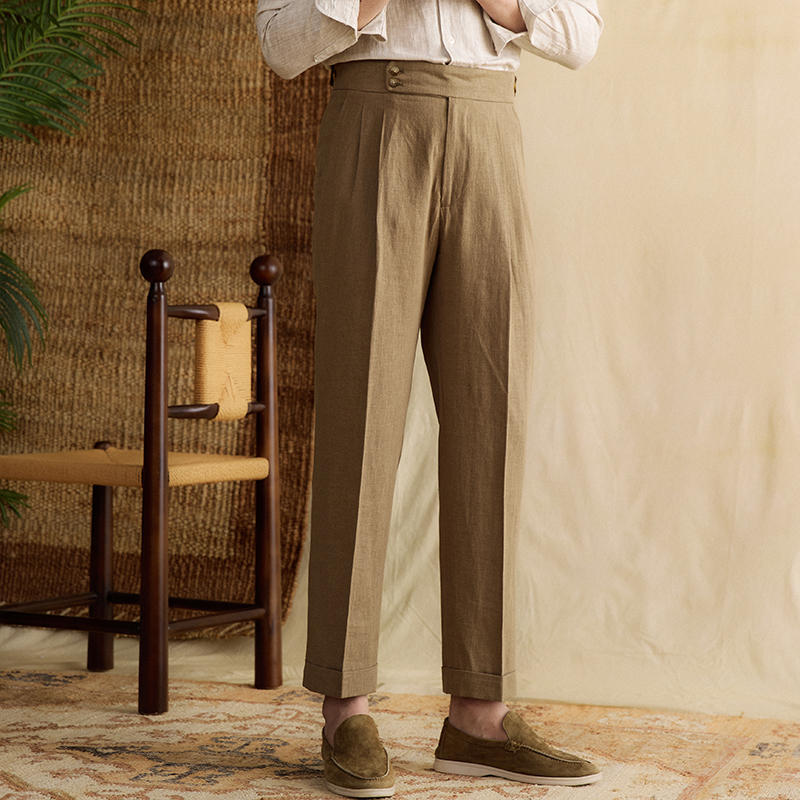 Retro Linen High Waist Trousers