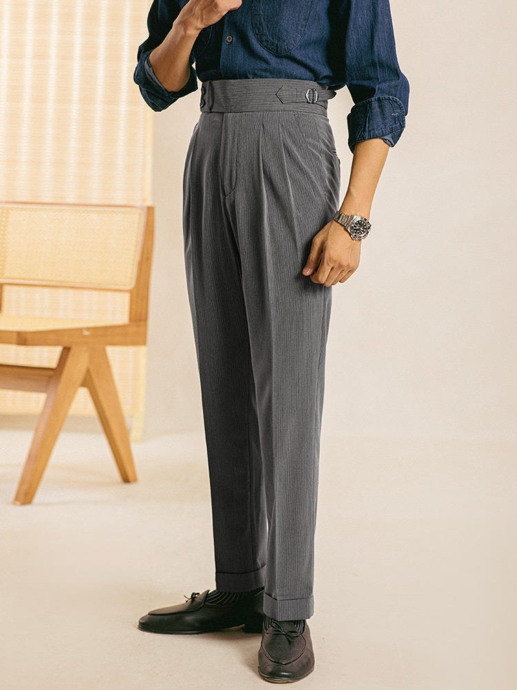 Stylish Striped Straight Leg Trousers