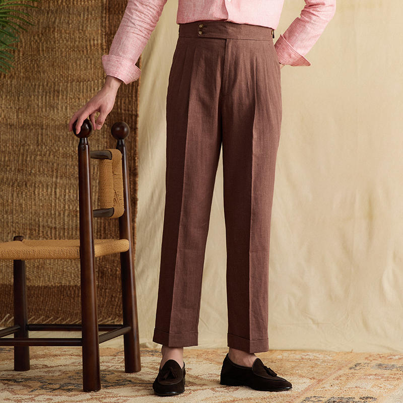 Retro Linen High Waist Trousers