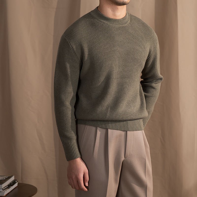 Wool Blend Thick Needle Round Neck Sweater - MIRAVEA LTDWool Blend Thick Needle Round Neck SweaterSweatersMIRAVEAMIRAVEA LTDCJMS192904831EVWool Blend Thick Needle Round Neck SweaterMAvocado Green