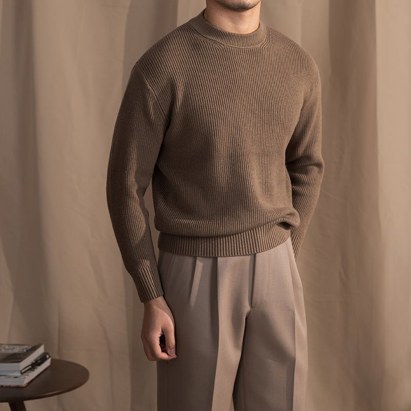 Wool Blend Thick Needle Round Neck Sweater - MIRAVEA LTDWool Blend Thick Needle Round Neck SweaterSweatersMIRAVEAMIRAVEA LTDCJMS192904816PKWool Blend Thick Needle Round Neck SweaterMCoffee Brown