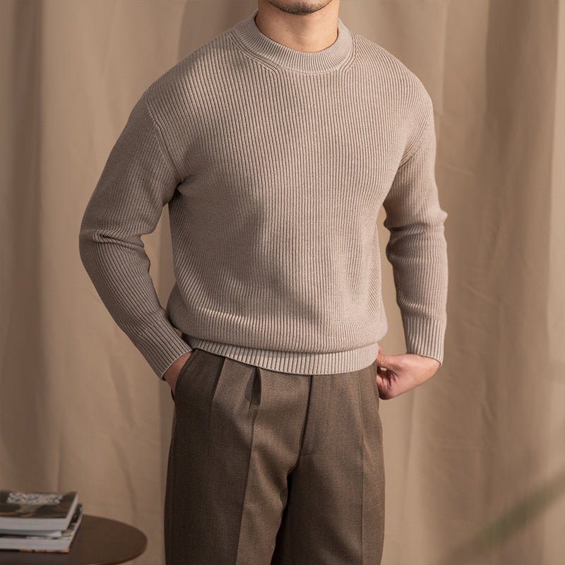 Wool Blend Thick Needle Round Neck Sweater - MIRAVEA LTDWool Blend Thick Needle Round Neck SweaterSweatersMIRAVEAMIRAVEA LTDCJMS192904826ZAWool Blend Thick Needle Round Neck SweaterMFloral Camel