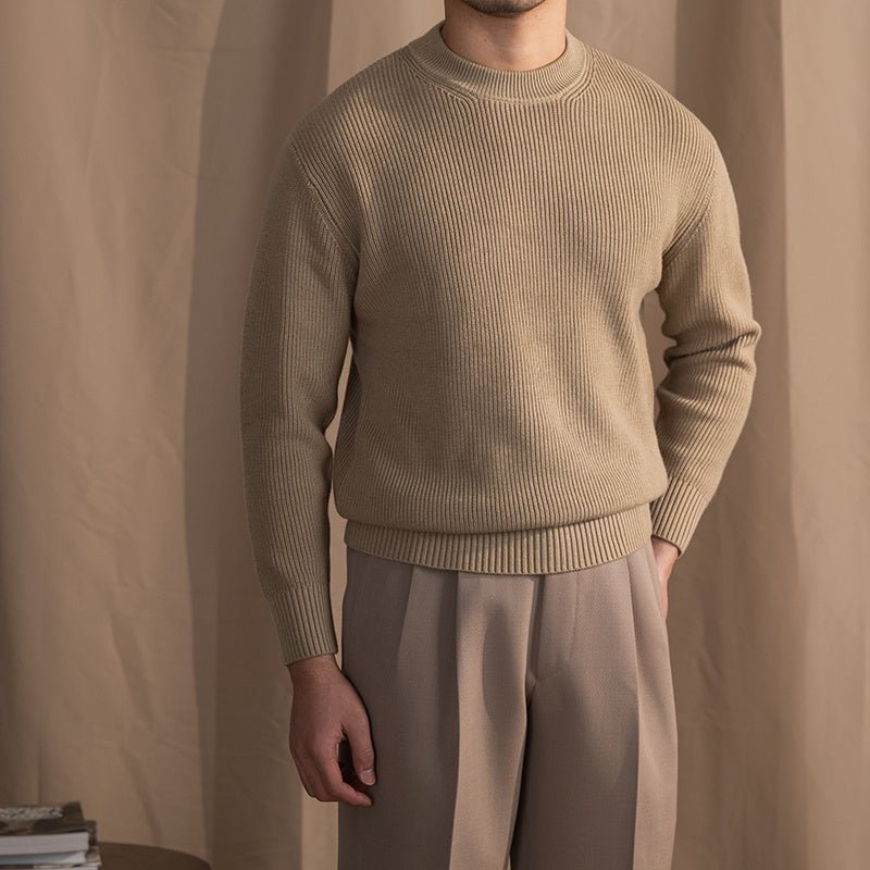 Wool Blend Thick Needle Round Neck Sweater - MIRAVEA LTDWool Blend Thick Needle Round Neck SweaterSweatersMIRAVEAMIRAVEA LTDCJMS192904821UFWool Blend Thick Needle Round Neck SweaterMStone Sand